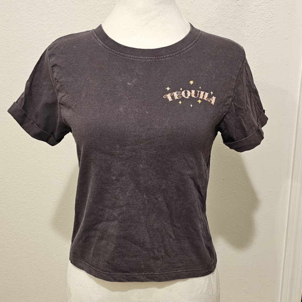 Tequila Graphic Gray Women's T-Shirt Size XS